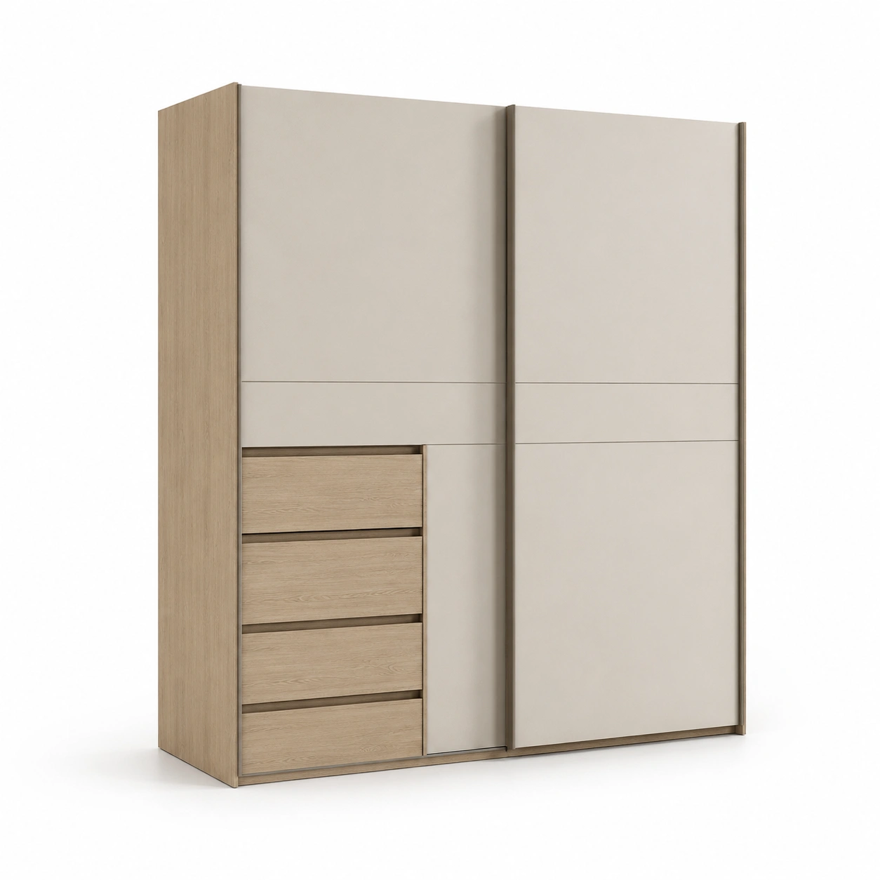 Armario Corredero Beige y Roble-meubivo